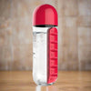 2-in-1 Pill Organizer Water Bottle – 600ml Travel Medicine & Supplement Cup
